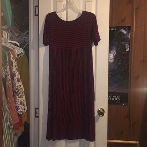 Maroon & Black Striped Dress